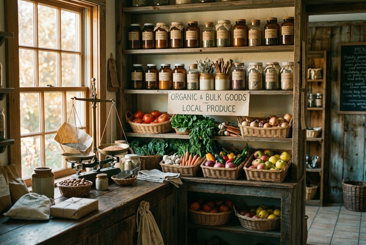 A vintage corner health-food counter